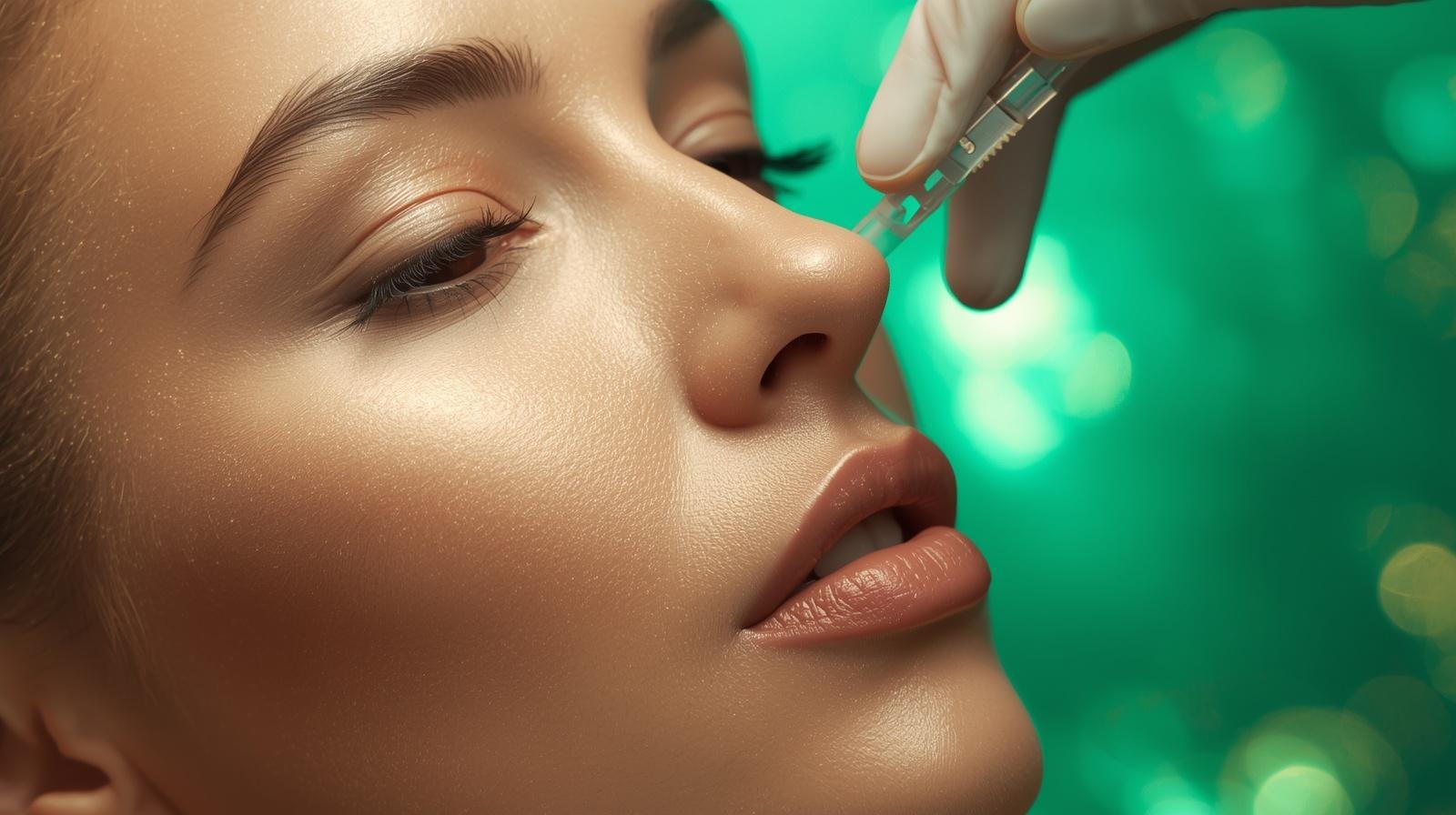 modern image of face rejuvanation facial injections with gold and green background 1